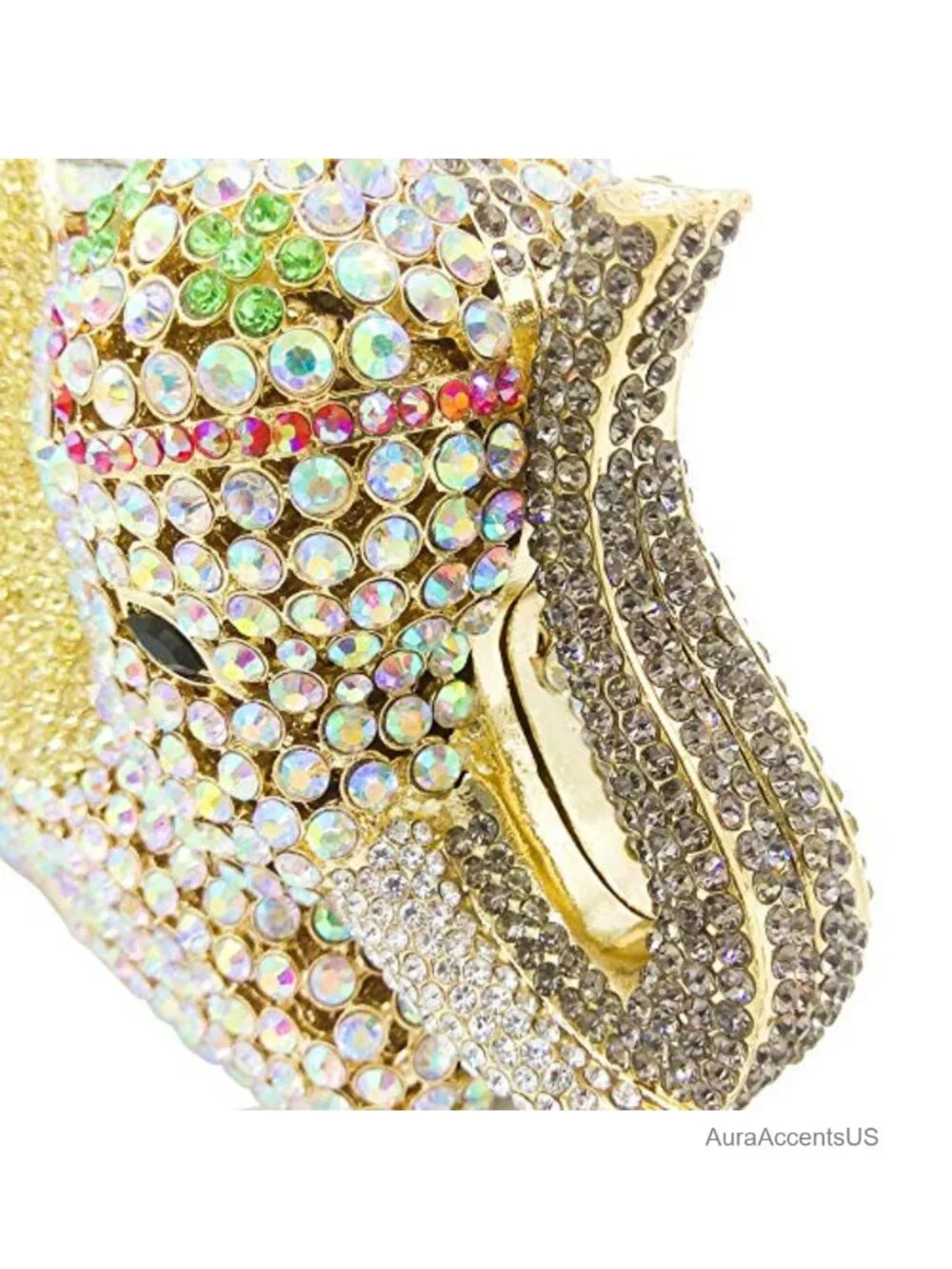 Elephant Rhinestone Clutch Evening Bag Handcrafted Metal Frame Bridal Prom Purse